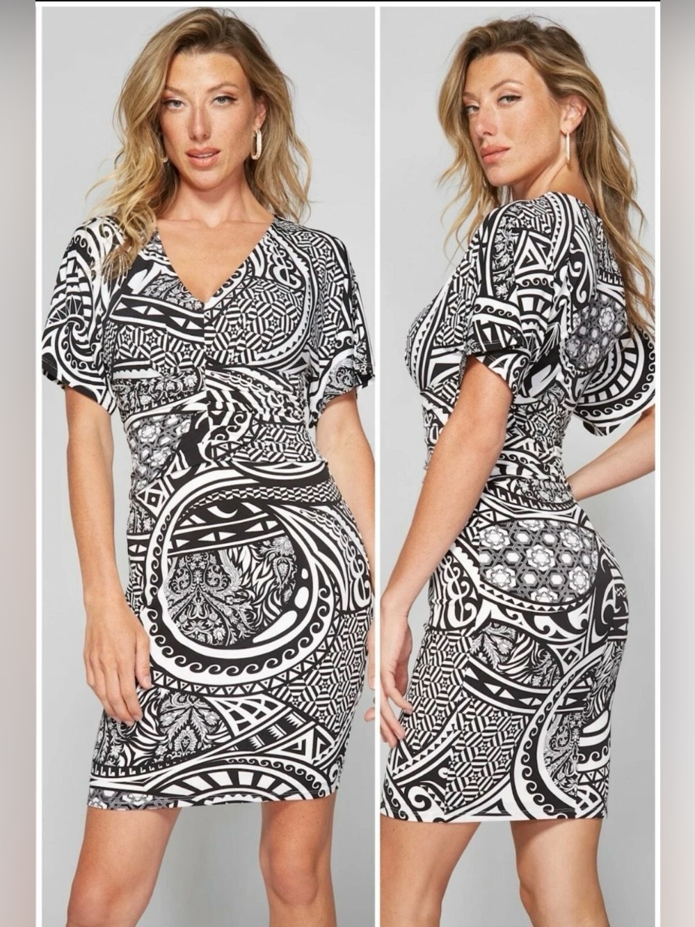 NWT GUESS By Marciano Classic Nouveau Short Dress Size XS Black And White